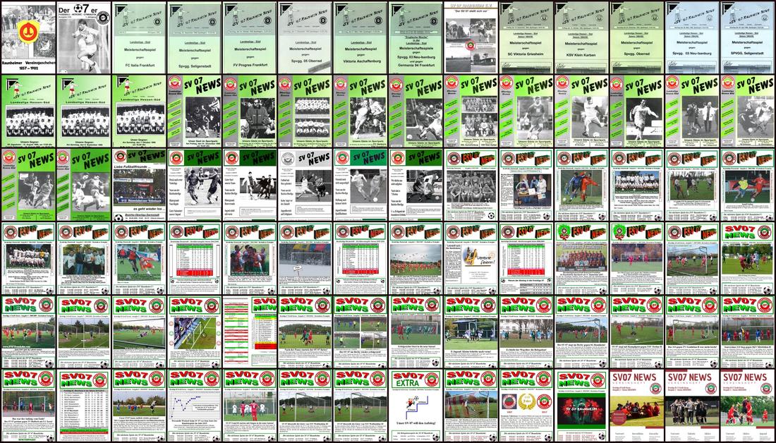 Titelseiten der SV07 News aus vier Jahrzehnten